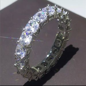 925 Sterling Silver Cushion Cut Eternity Band